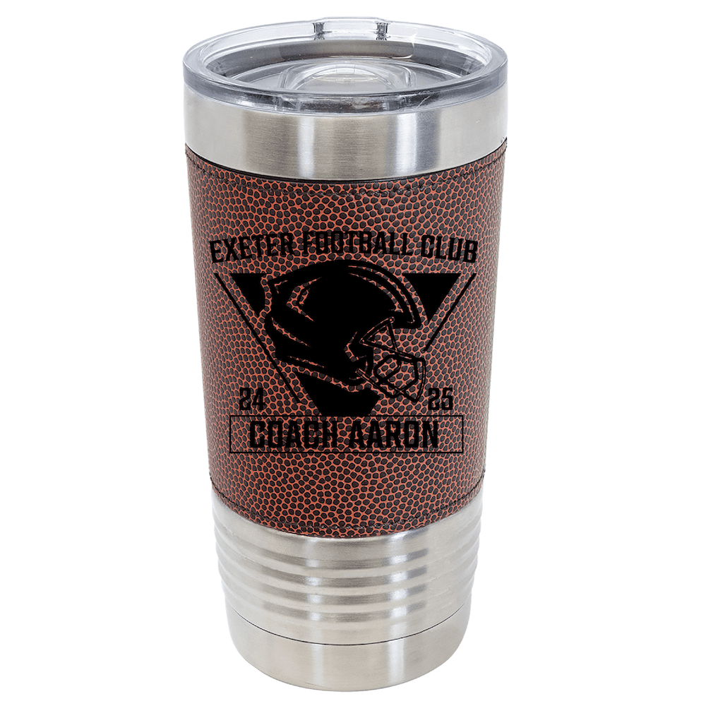 20oz Custom Engraved Football Wrapped Coach Tumbler
