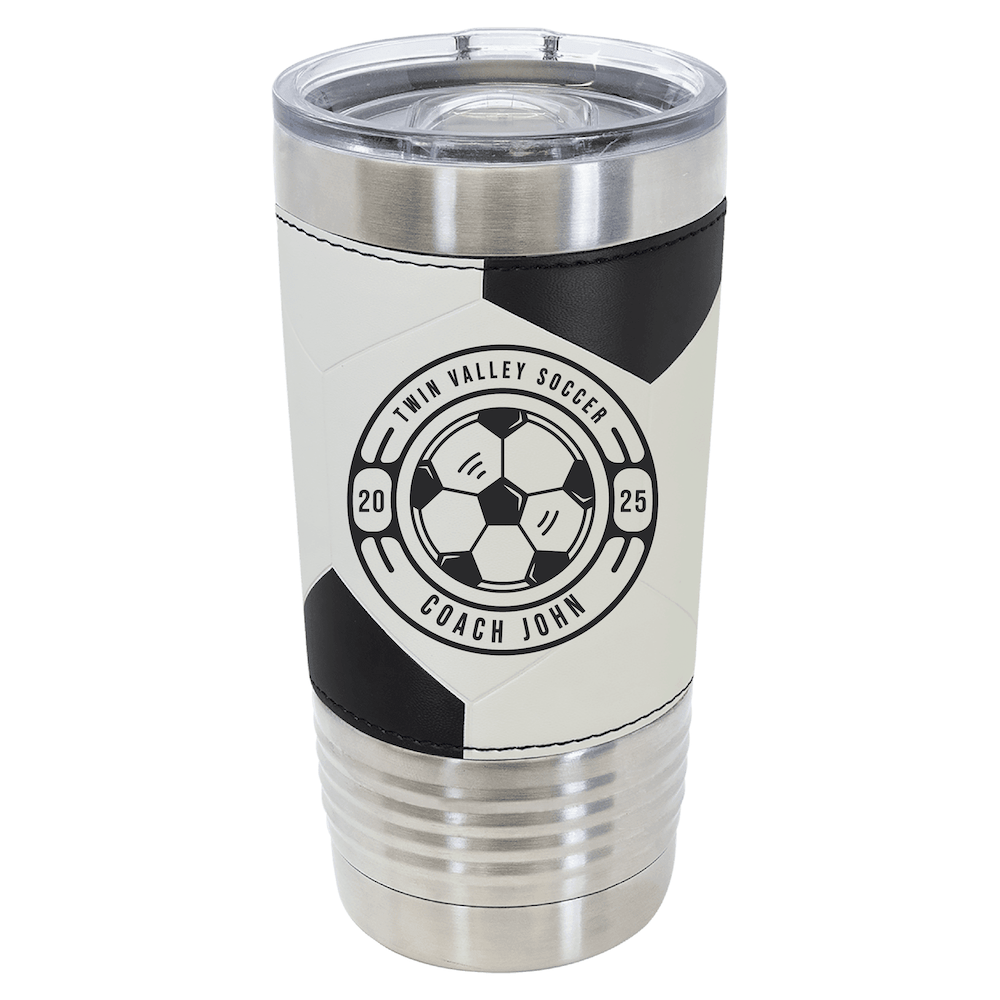 20oz Custom Engraved Soccer Ball Coach Gift