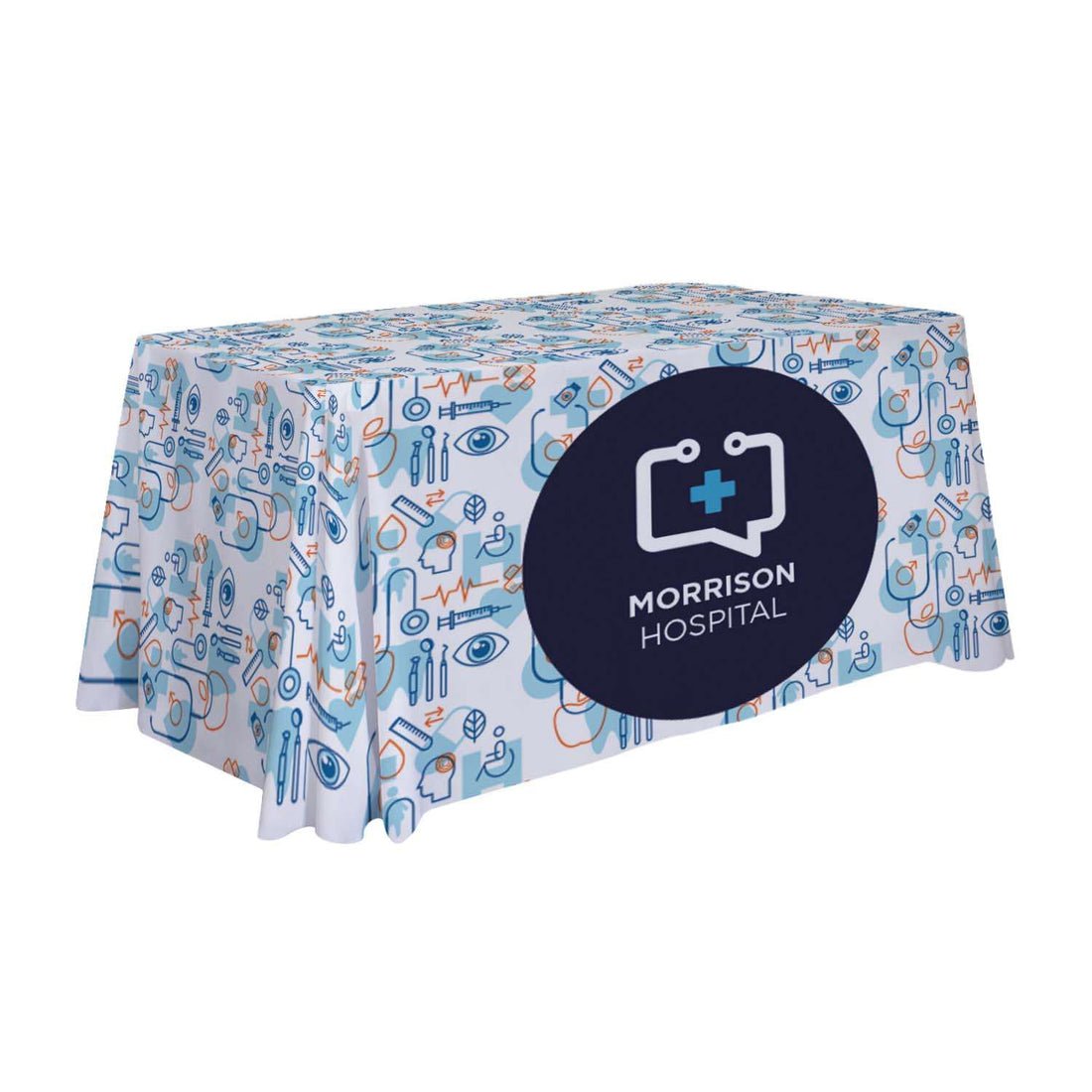 Custom branded table throw and trade show booth display