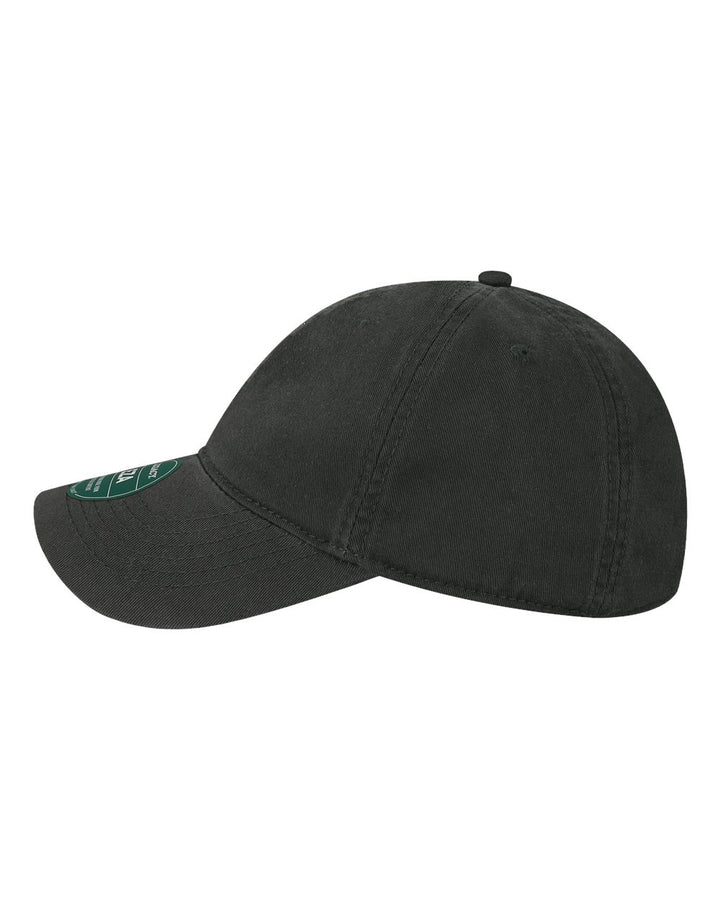 Side view of the black relaxed twill dad cap