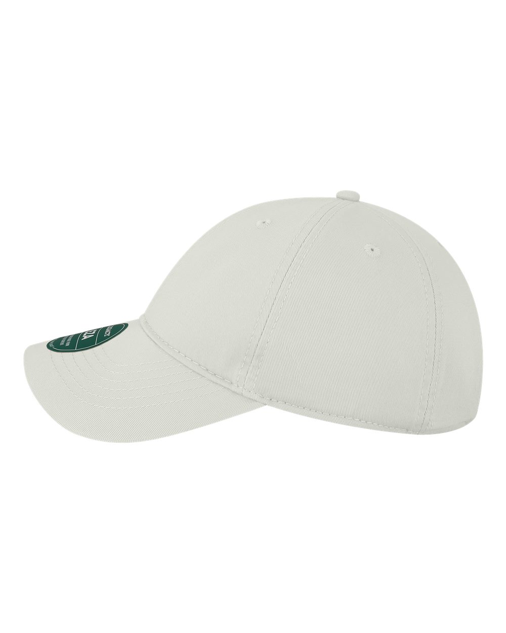 Side view of the white relaxed twill dad cap