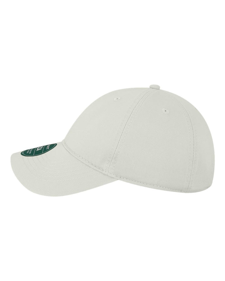 Side view of the white relaxed twill dad cap