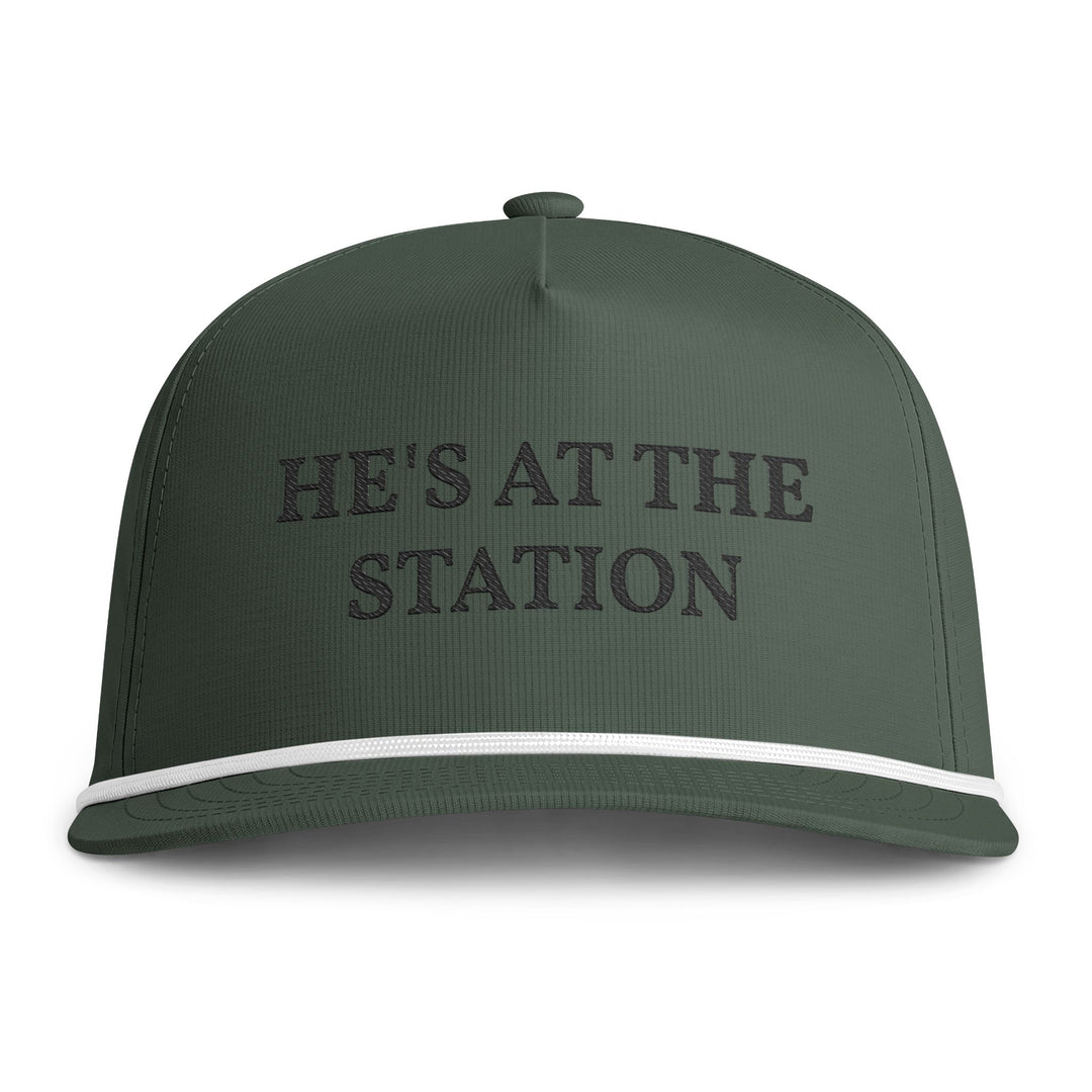 Moss green rope cap with he&