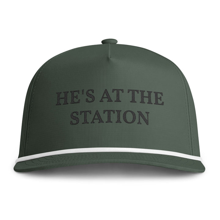 Moss green rope cap with he&
