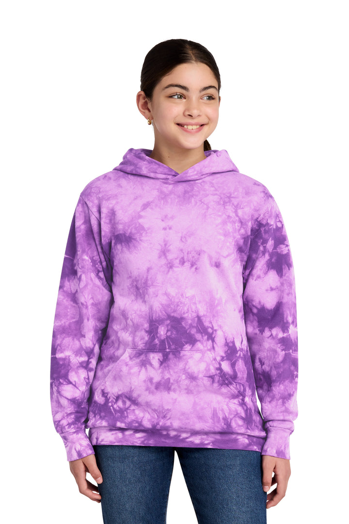 Blank youth crystal tie-dye pullover hoodie in Purple