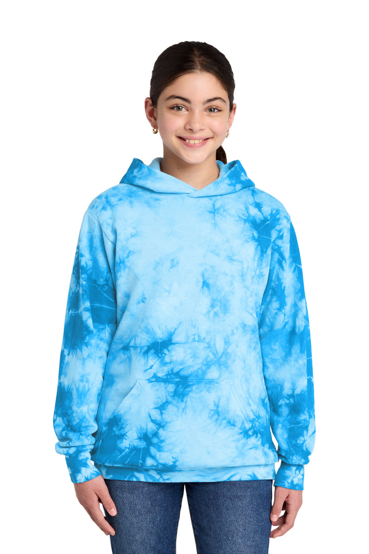 Blank youth crystal tie-dye pullover hoodie in Sky Blue