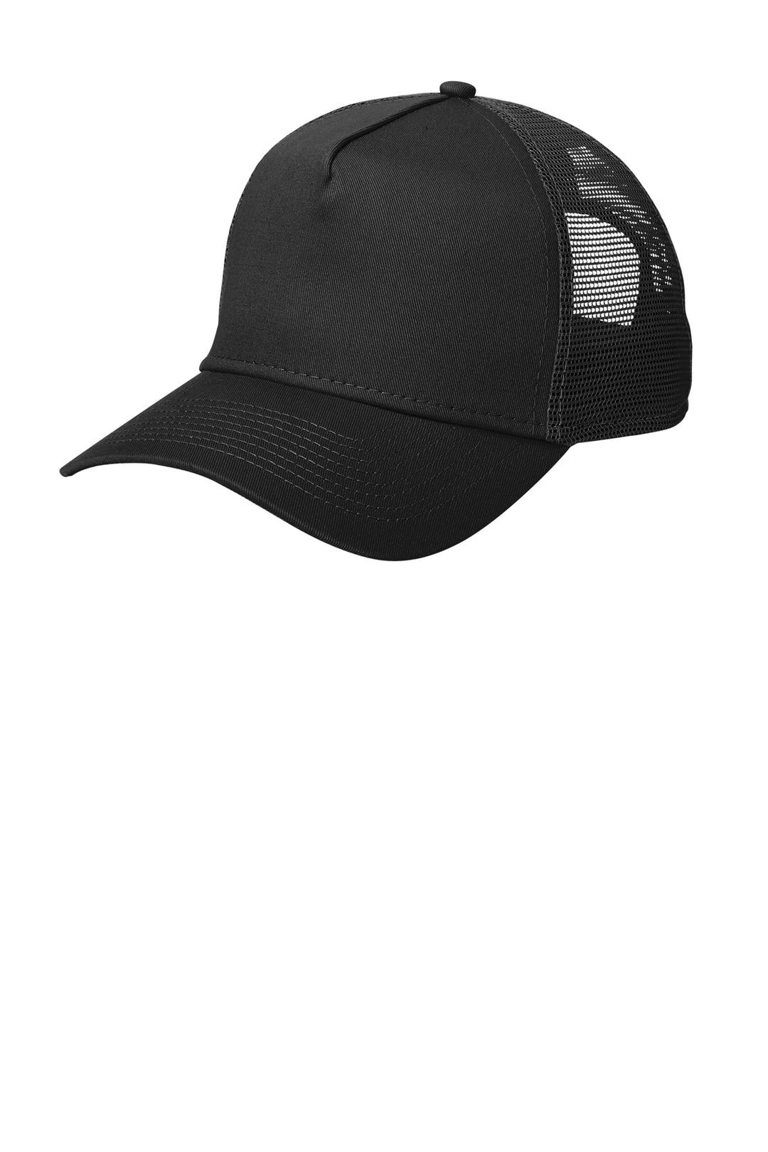 New Era NE205 Snapback Trucker in Black, left view