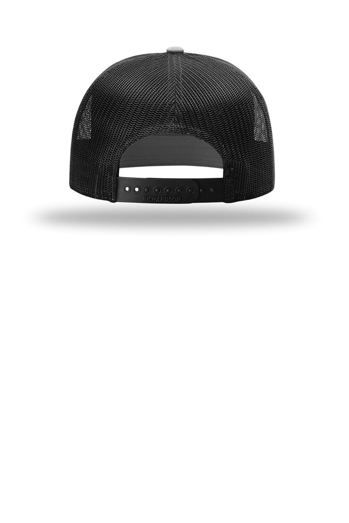 Richardson 168 7-Panel Trucker in Black, back view