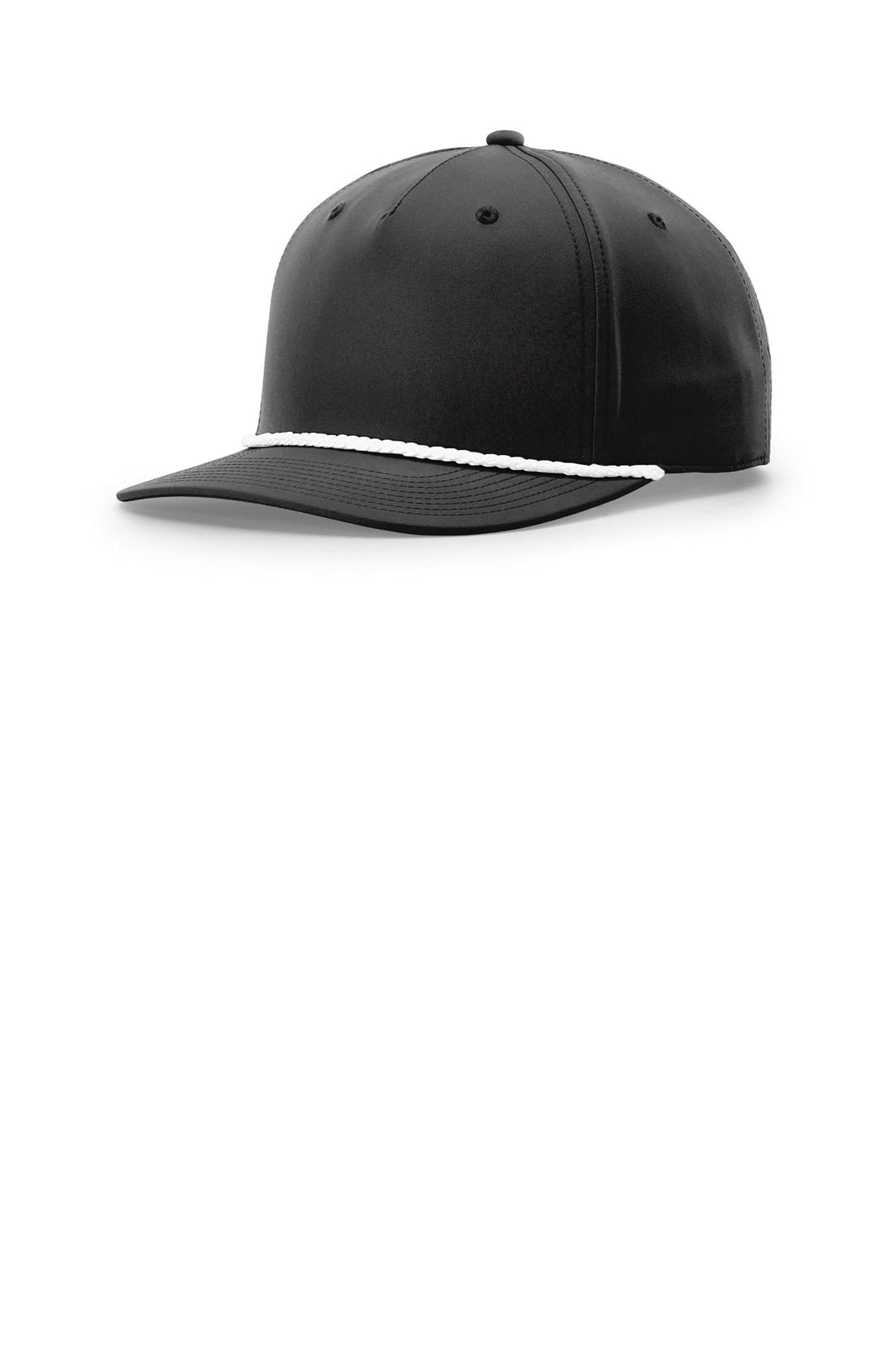 Richardson 258 5-Panel Rope Cap in Black/White, left view