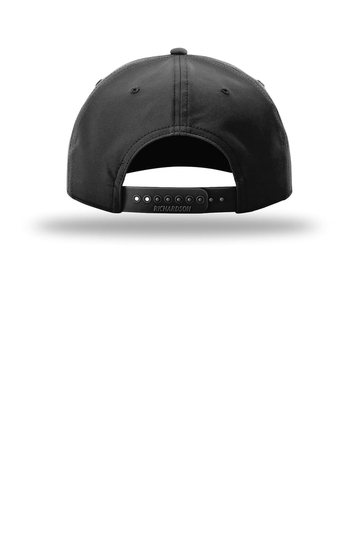 Richardson 258 5-Panel Rope Cap in Black/White, back view
