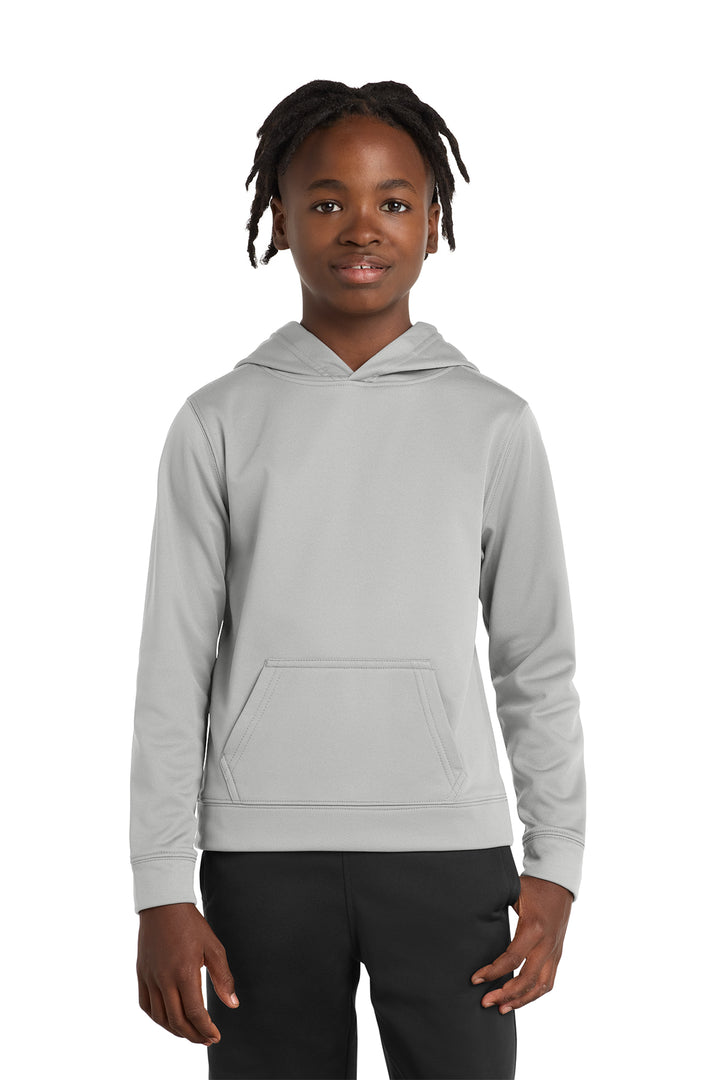 Blank youth performance fleece pullover hoodie in Silver