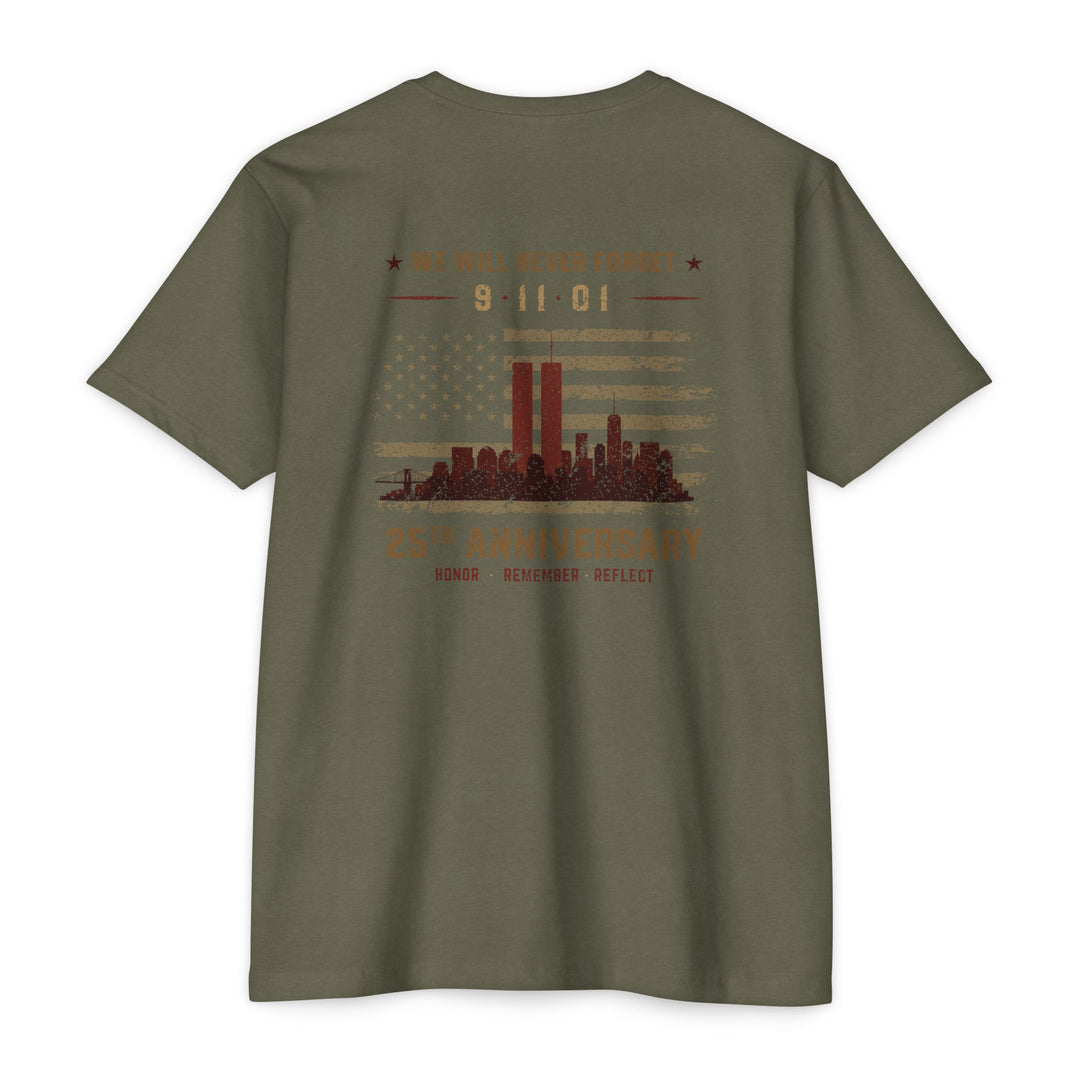 9/11 Tribute T-Shirt — Twin Towers Memorial Skyline Graphic