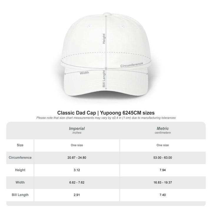 Classic dad cap sizing chart for the fire wife embroidered hat