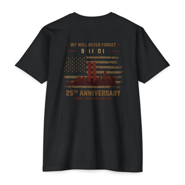 9/11 Tribute T-Shirt — Twin Towers Memorial Skyline Graphic