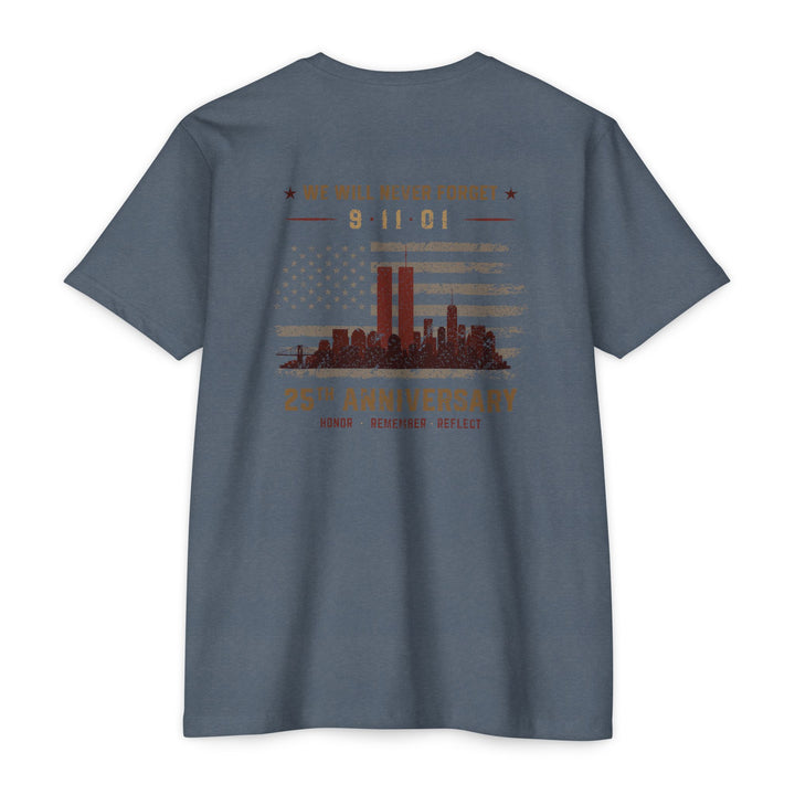 9/11 Tribute T-Shirt — Twin Towers Memorial Skyline Graphic