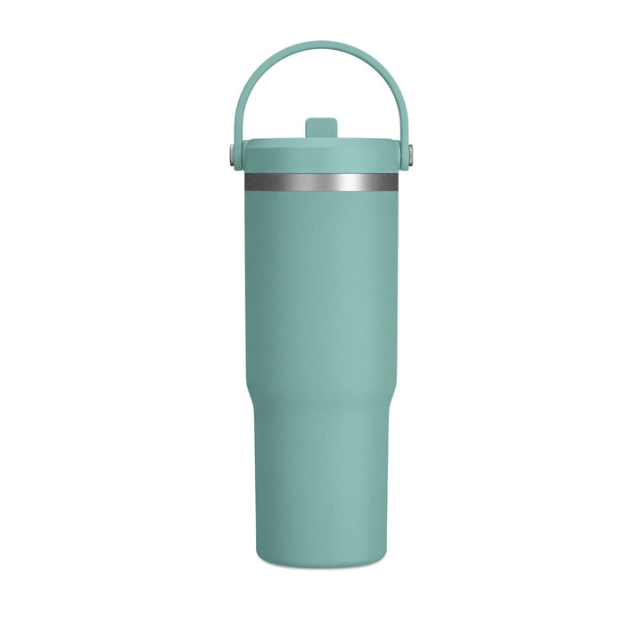 Sage green 32oz insulated tumbler with carry-handle lid