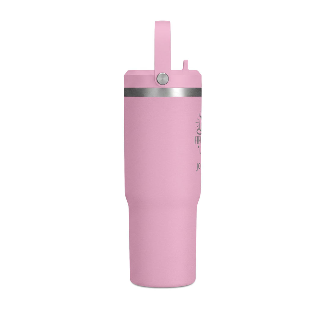 Personalized Firefighter Wife Tumbler - 32oz Insulated Travel Mug with Handle