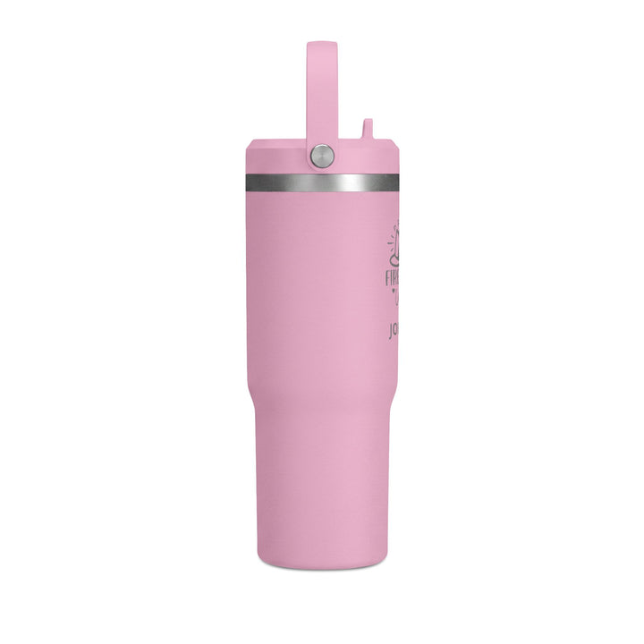 Personalized Firefighter Wife Tumbler - 32oz Insulated Travel Mug with Handle