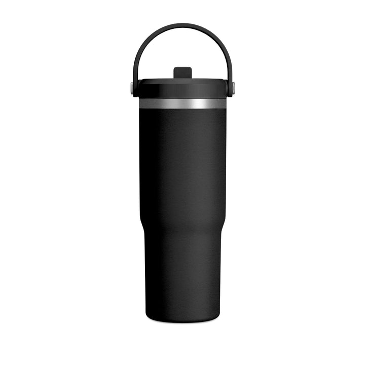 Black 32oz insulated tumbler with carry-handle lid