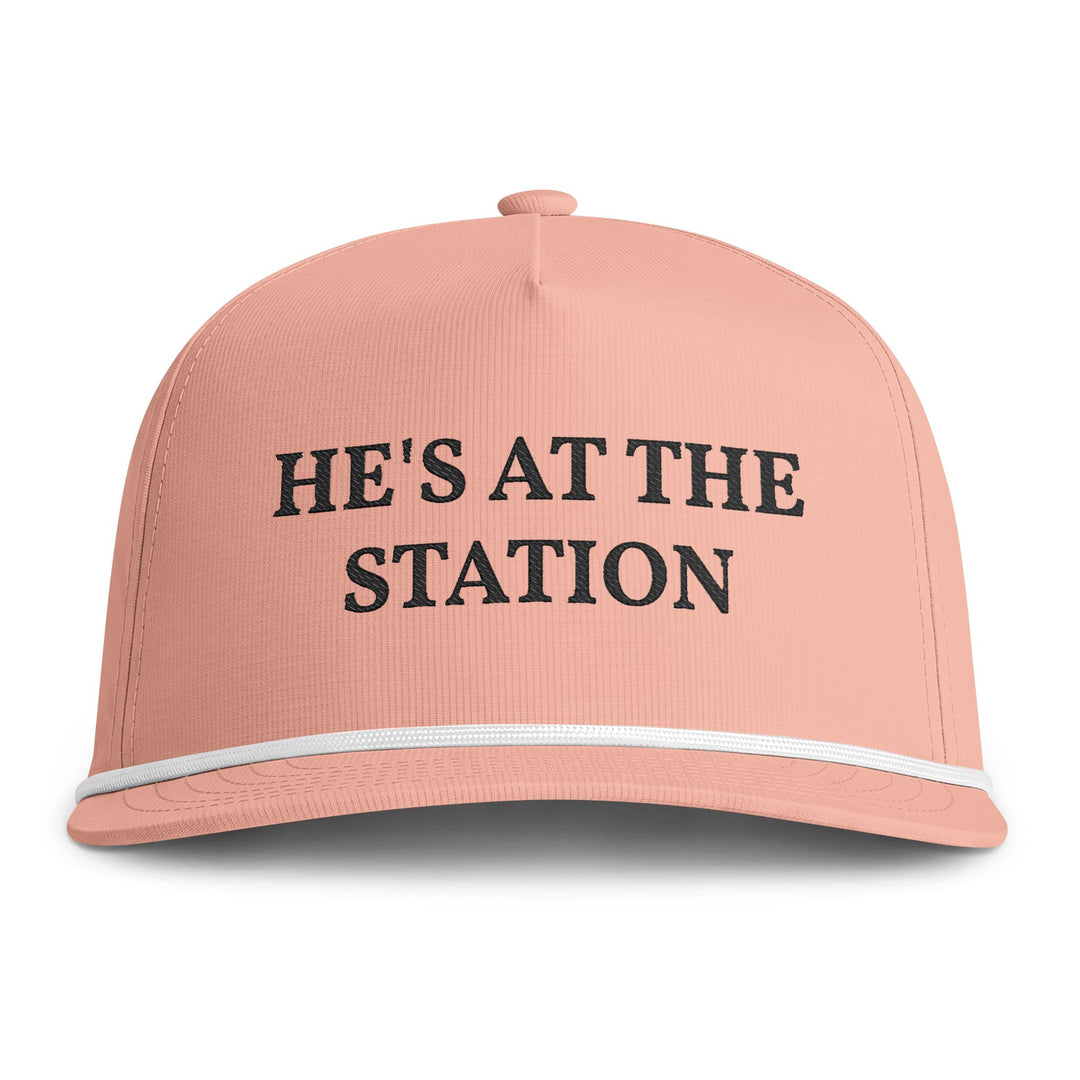 Peach rope cap with he&