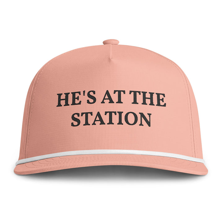 Peach rope cap with he&