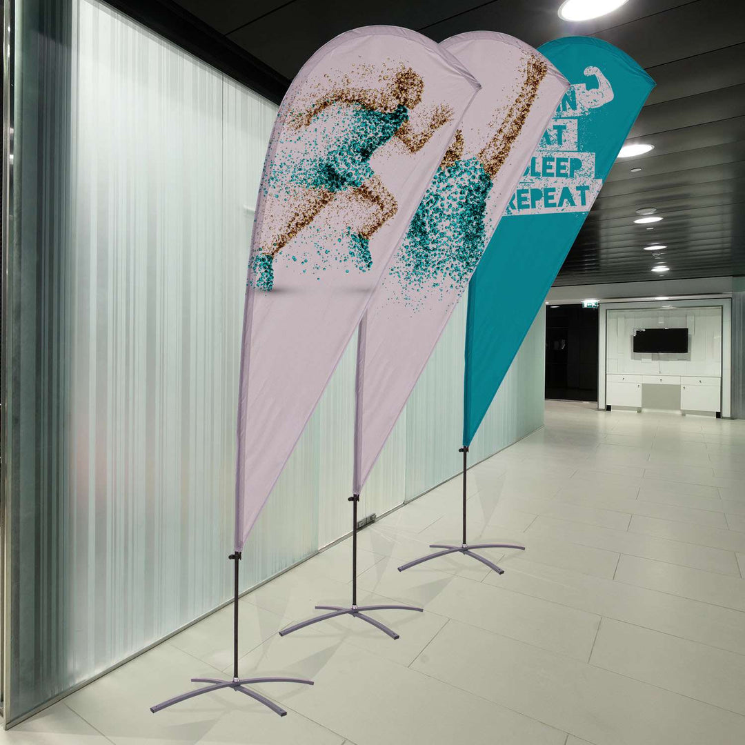 Value Teardrop Sail Sign Kit (Double-Sided with Cross Base)