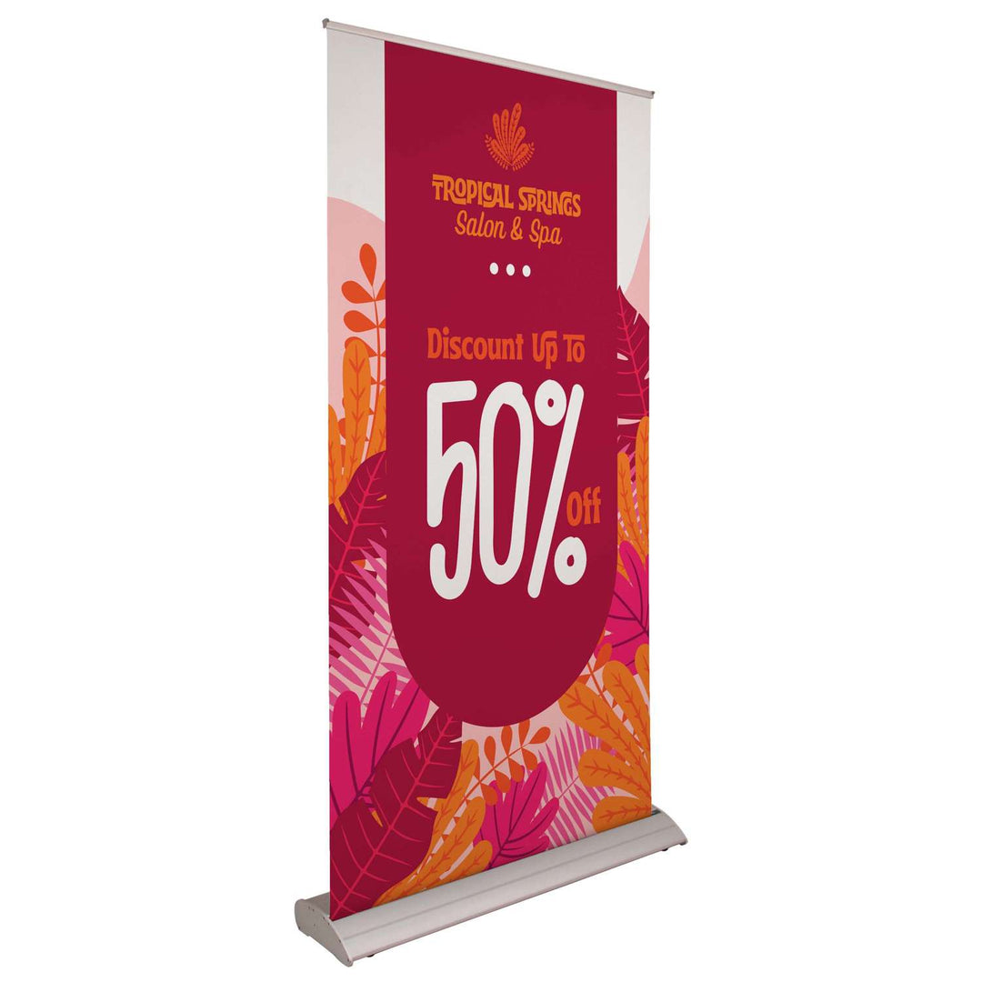 Deluxe Pro Retractor Single-Banner Kit (No-Curl Opaque Fabric)