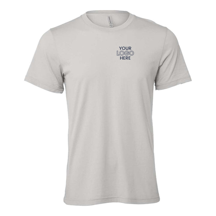 Solid Athletic Grey Bella+Canvas 3001 tee with a sample logo on the left chest