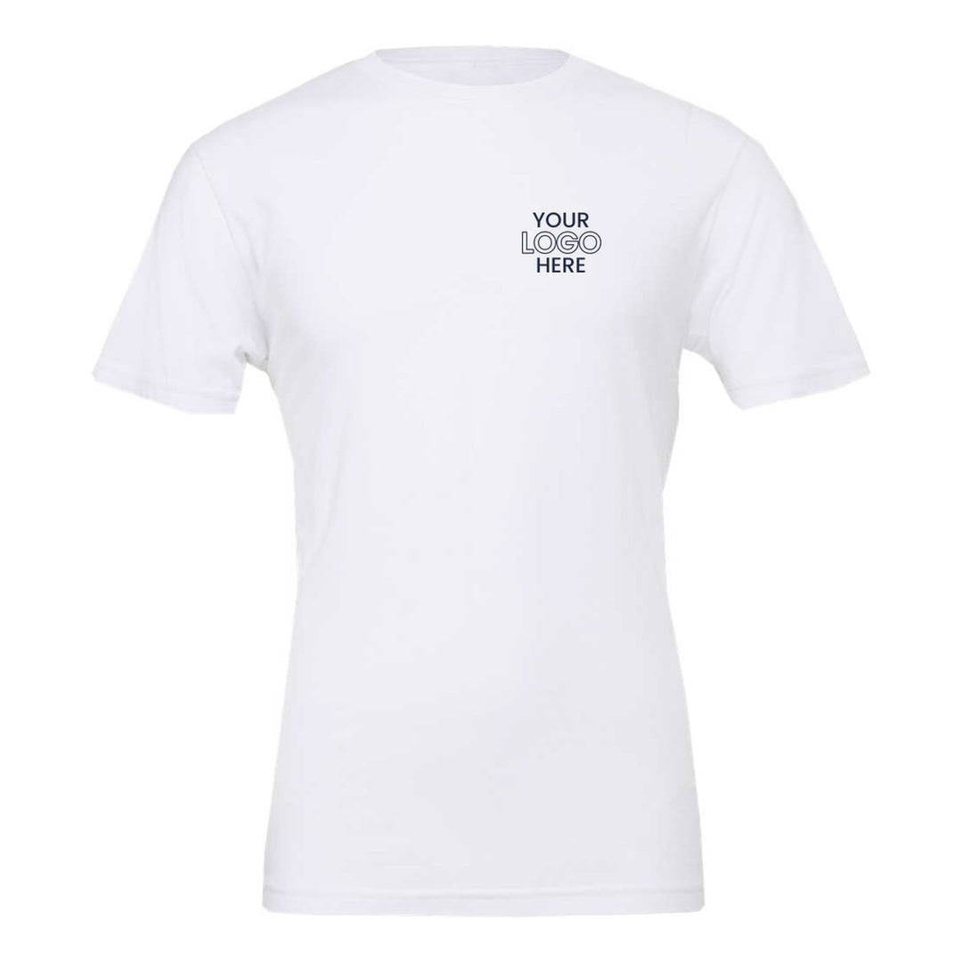 White Bella+Canvas 3001 tee with a sample logo on the left chest