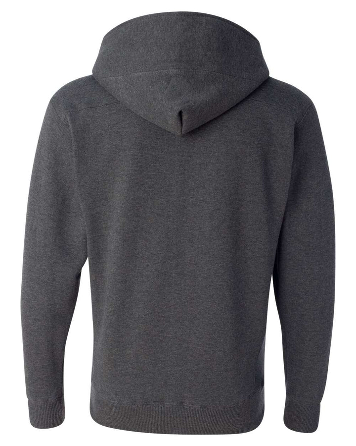 Charcoal heather lace-up hoodie, back view