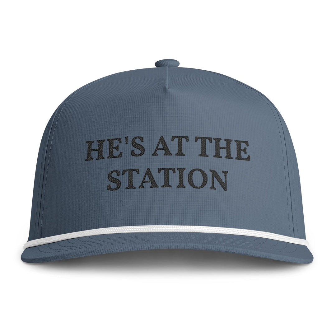 Slate blue rope cap with he&
