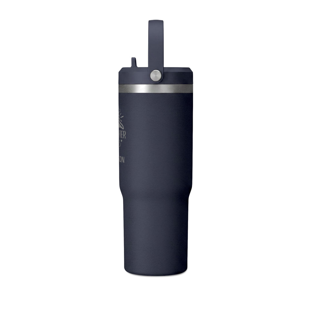 Navy 32oz insulated tumbler with flip straw lid