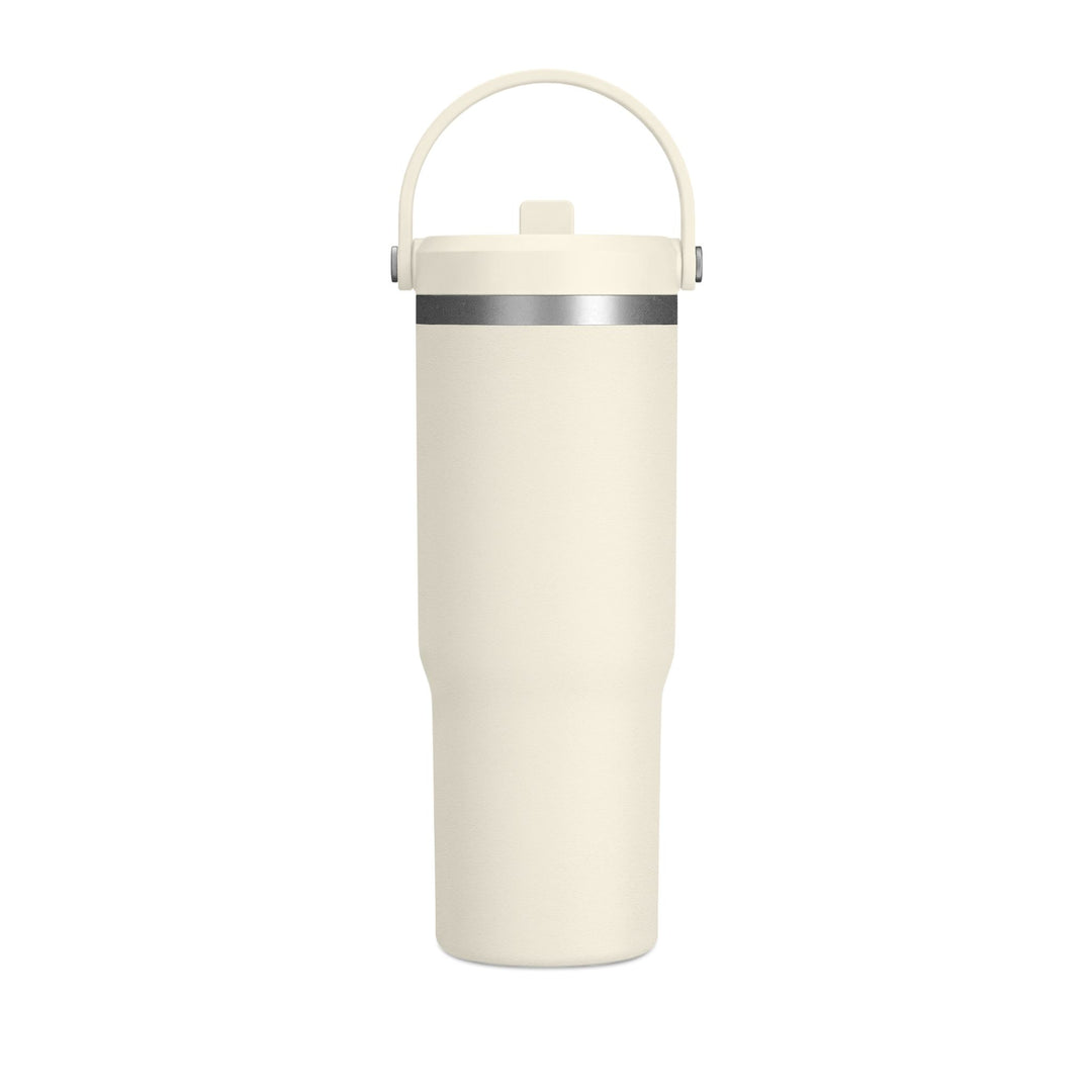Ivory 32oz insulated tumbler with carry-handle lid