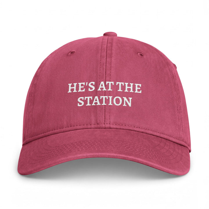Washed crimson dad cap with he&