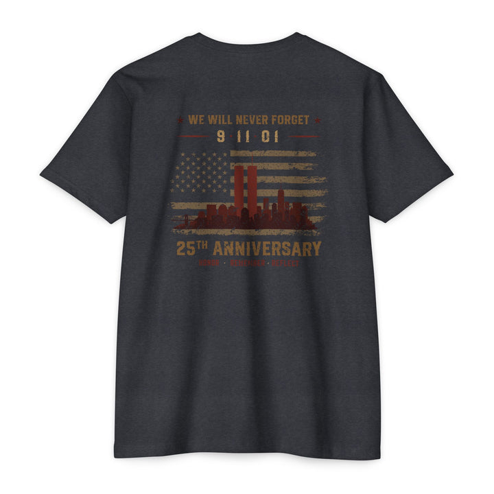 9/11 Tribute T-Shirt — Twin Towers Memorial Skyline Graphic