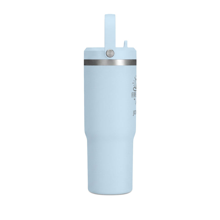 Powder blue 32oz insulated travel tumbler with flip straw lid