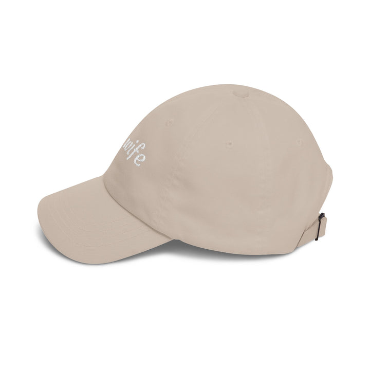 Stone fire wife dad cap, left side view