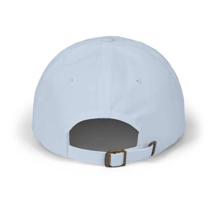Light blue fire wife dad cap, back view with adjustable strap