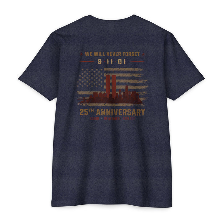 9/11 Tribute T-Shirt — Twin Towers Memorial Skyline Graphic