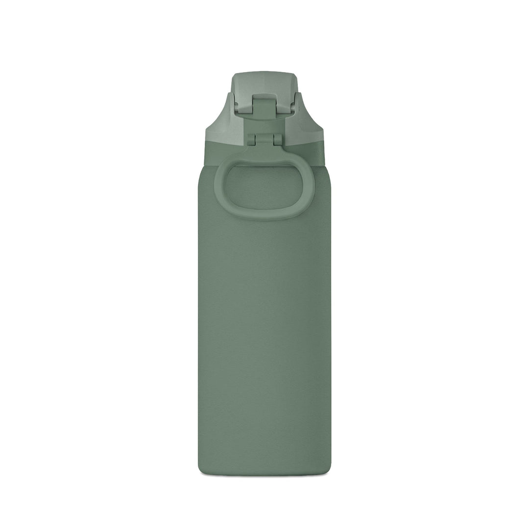 Sage green 32oz insulated stainless steel water bottle, side profile