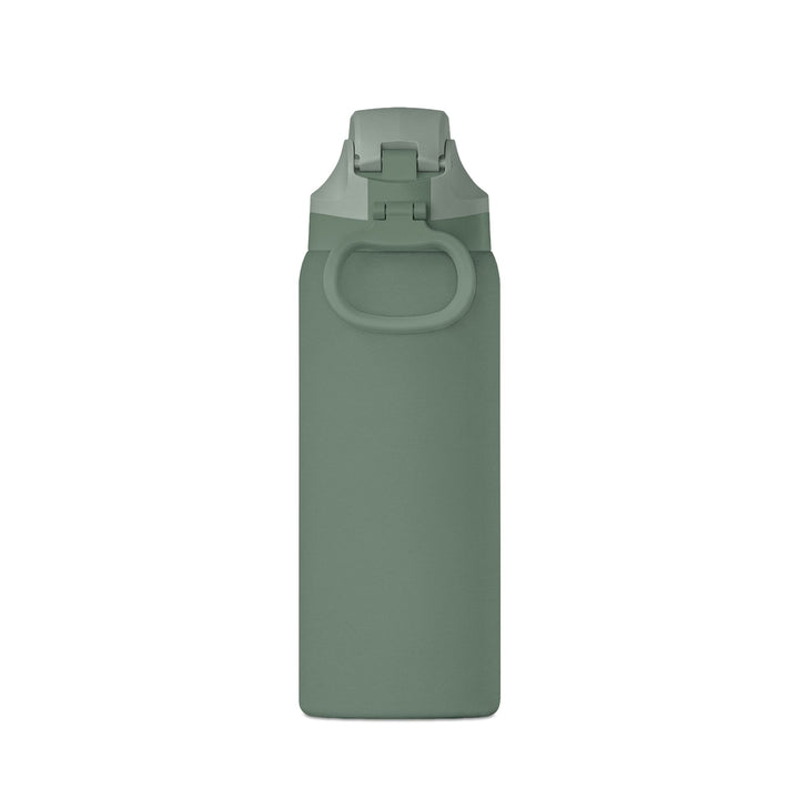 Sage green 32oz insulated stainless steel water bottle, side profile