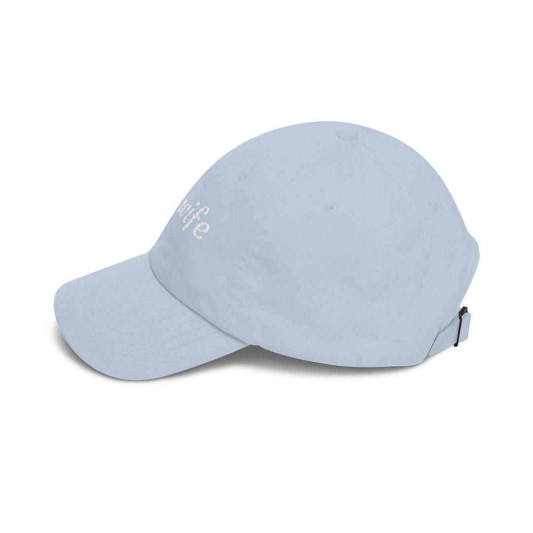Light blue fire wife dad cap, left side view