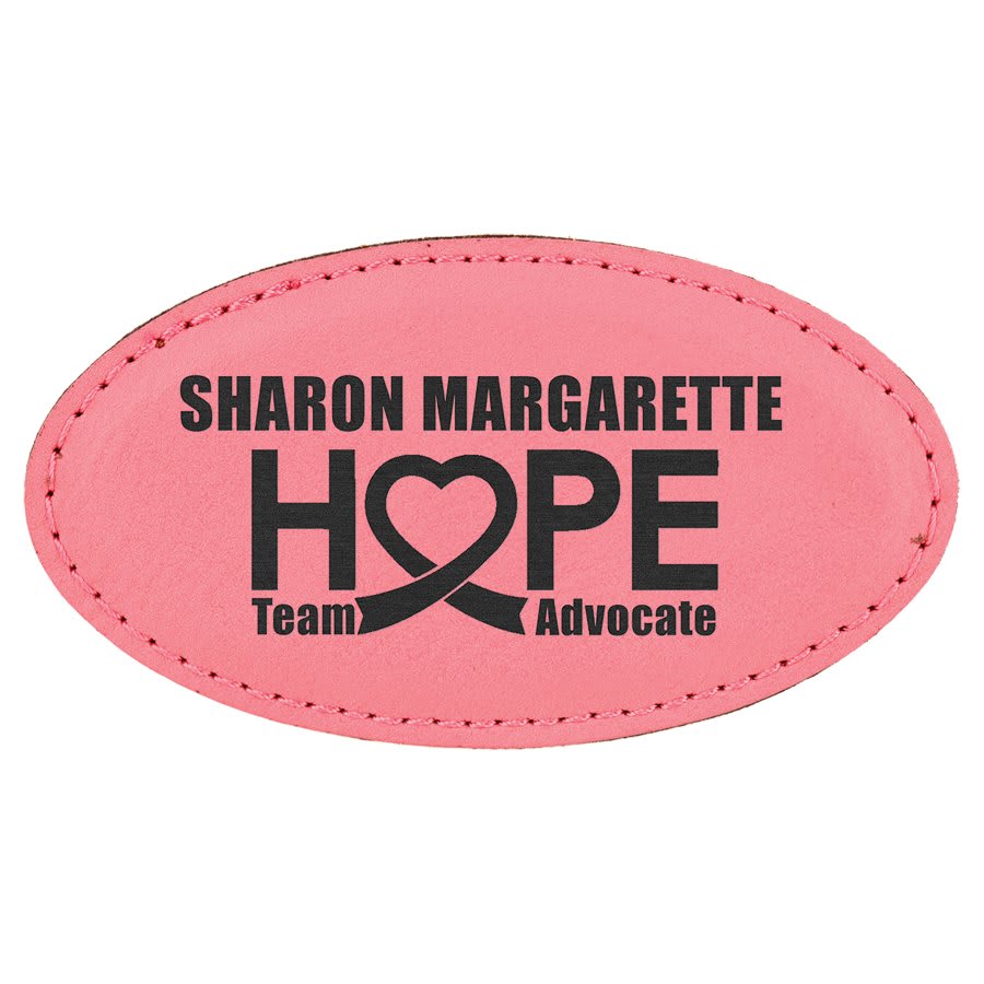 Engraved Name Badges with Logo in Oval 3 1/4" x 1 3/4" / Pink