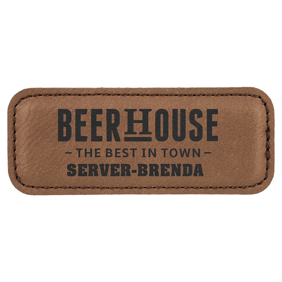 Engraved Name Badges with Logo in Rectangle 3 1/4" x 1 1/4" / Dark Brown