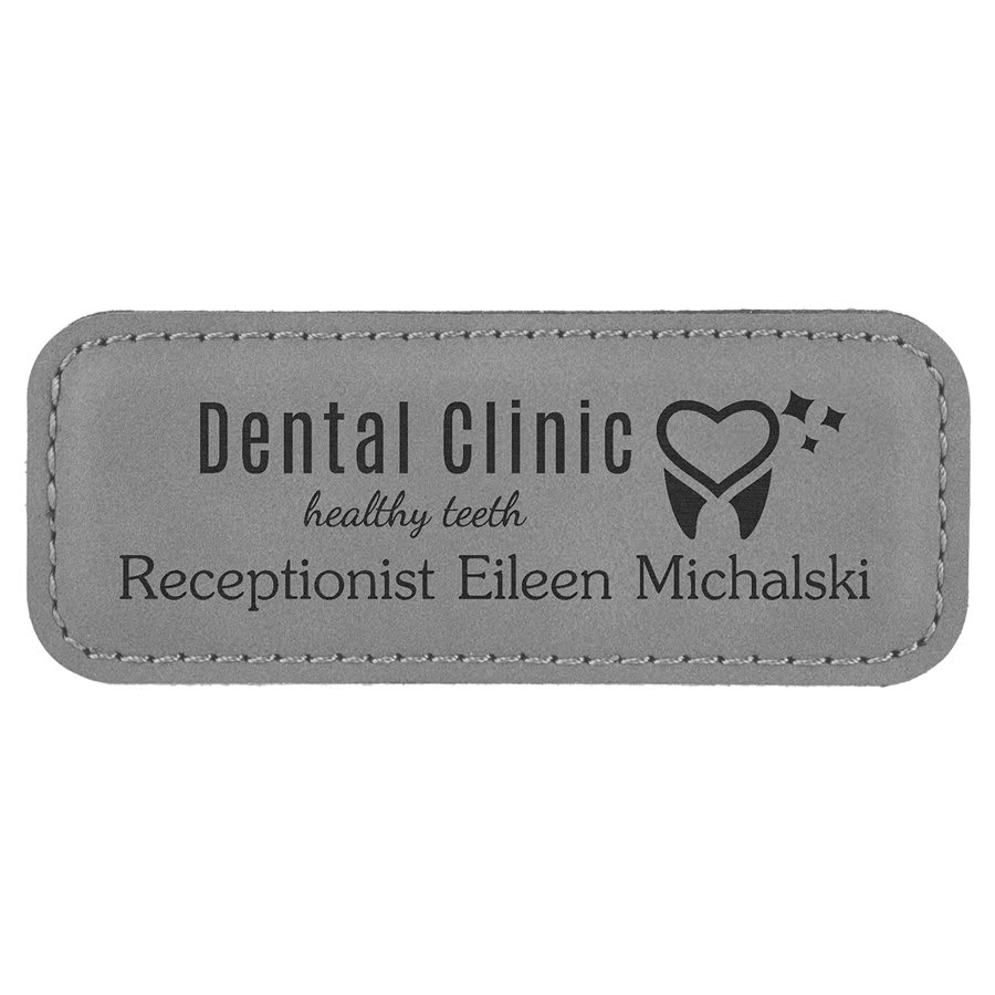 Engraved Name Badges with Logo in Rectangle 3 1/4" x 1 1/4" / Gray