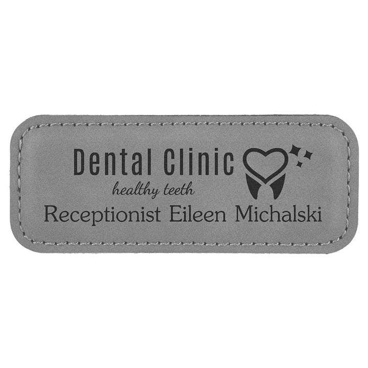 Engraved Name Badges with Logo in Rectangle 3 1/4" x 1 1/4" / Gray