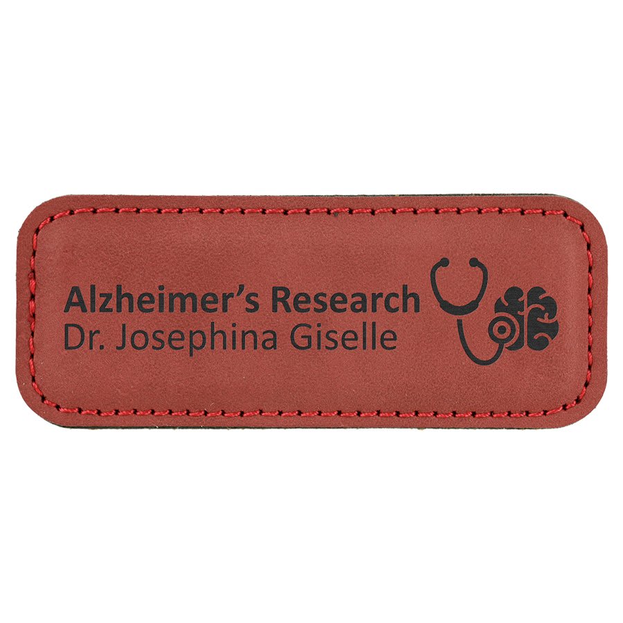 Engraved Name Badges with Logo in Rectangle 3 1/4" x 1 1/4" / Rose