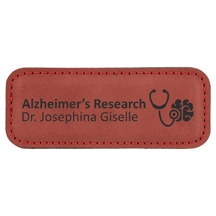 Engraved Name Badges with Logo in Rectangle 3 1/4" x 1 1/4" / Rose