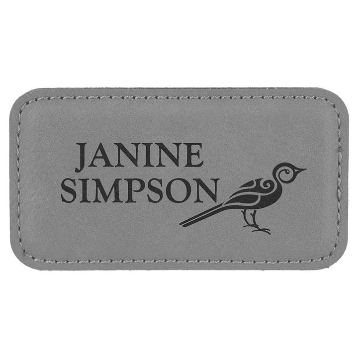 Engraved Name Badges with Logo in Rectangle 3 1/4" x 1 3/4" / Gray