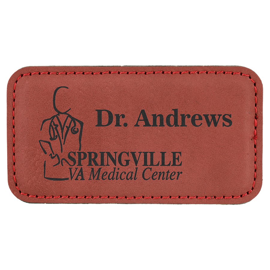 Engraved Name Badges with Logo in Rectangle 3 1/4" x 1 3/4" / Rose
